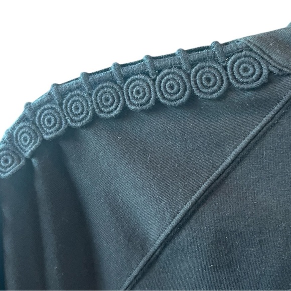 Lilly Pulitzer Skipper Popover Onyx Black Lace Sleeve Quarter Zip Top Size Small - Picture 7 of 11